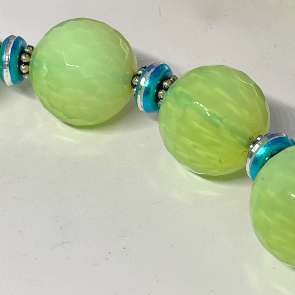 Vintage jadeite Heavy Beaded Designer Masha Archer Necklace Signed - Picture 6 of 8